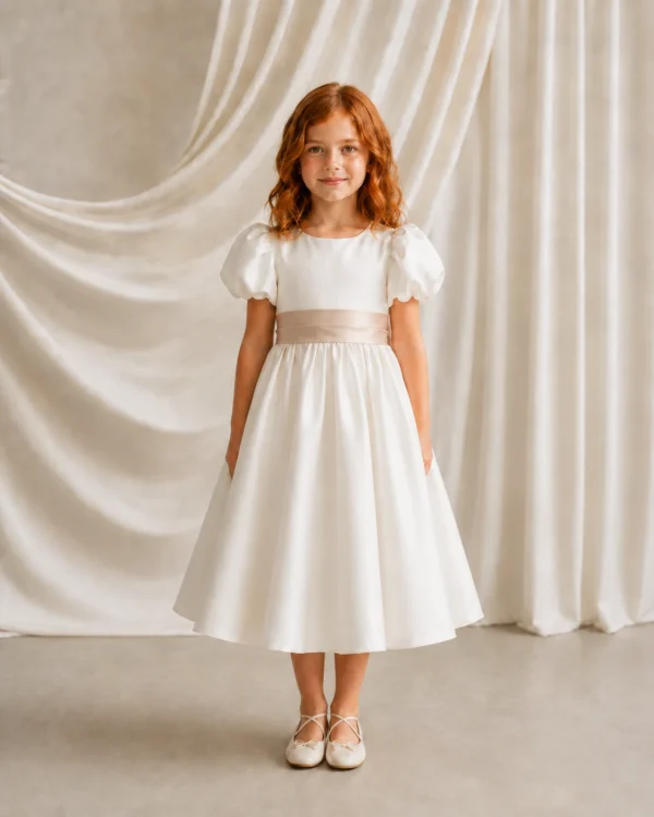 Poppy Ivory & Champagne Flower Girl Dress by TH&TH