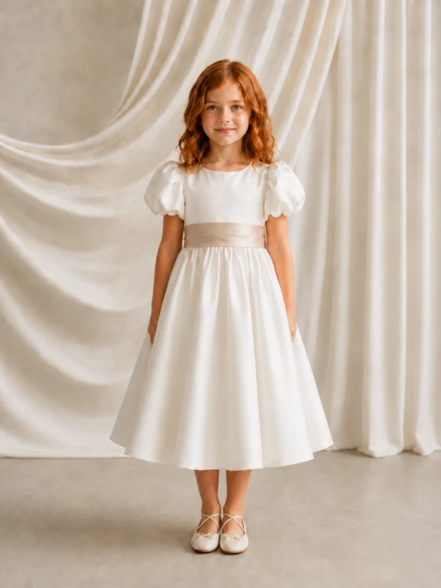 Poppy Ivory & Champagne Flower Girl Dress by TH&TH
