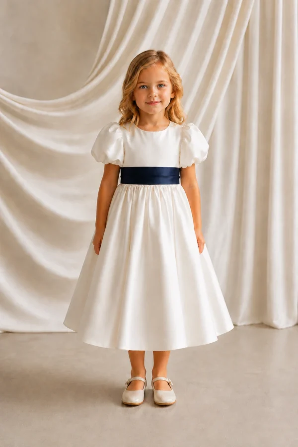 Poppy Ivory & Navy Flower Girl Dress by TH&TH