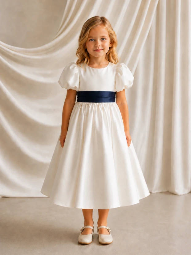 Poppy Ivory & Navy Flower Girl Dress by TH&TH