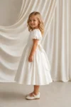 Poppy Ivory Satin Flower Girl Dress by TH&TH - side