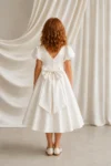 Poppy Ivory Satin Flower Girl Dress by TH&TH - size 8 years, back with bow