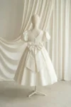 Poppy Ivory Satin Flower Girl Dress by TH&TH - studio back bow detail
