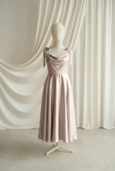 Tilly Champagne Satin Junior Bridesmaid Dress by TH&TH — Champagne Sky, front