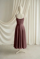 Tilly Brown Satin Junior Bridesmaid Dress by TH&TH — Chocolate, back