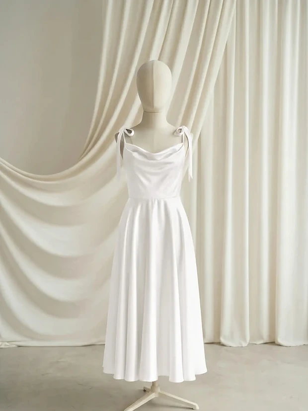 Tilly Neutral Satin Junior Bridesmaid Dress by TH&TH
