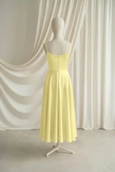Tilly Yellow Satin Junior Bridesmaid Dress by TH&TH — Limoncello, back