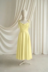 Tilly Yellow Satin Junior Bridesmaid Dress by TH&TH — Limoncello, front