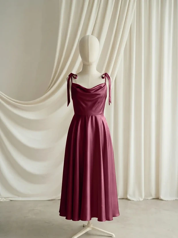Tilly Burgundy Satin Junior Bridesmaid Dress by TH&TH
