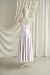 Tilly Neutral Satin Junior Bridesmaid Dress by TH&TH — Oyster, back