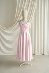 Tilly junior bridesmaid dress in Smoked Blush satin by TH&TH — front