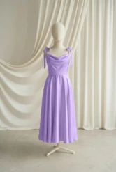 Tilly Purple Satin Junior Bridesmaid Dress by TH&TH — Violet, front