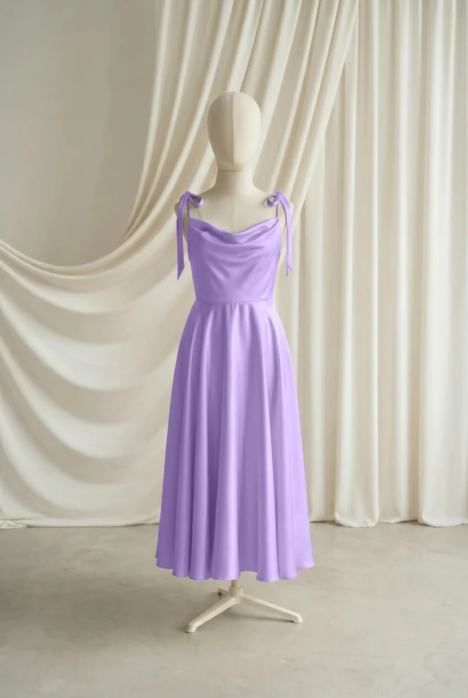 Tilly Purple Satin Junior Bridesmaid Dress by TH&TH — Violet, front Tilly Purple Satin Junior Bridesmaid Dress by TH&TH — Violet, front